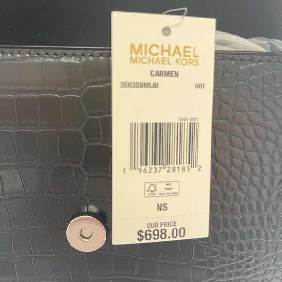 Authentic Michael Kors Carmen Medium Crocodile Embossed Convertible Bag - NEW - Picture 5 of 9